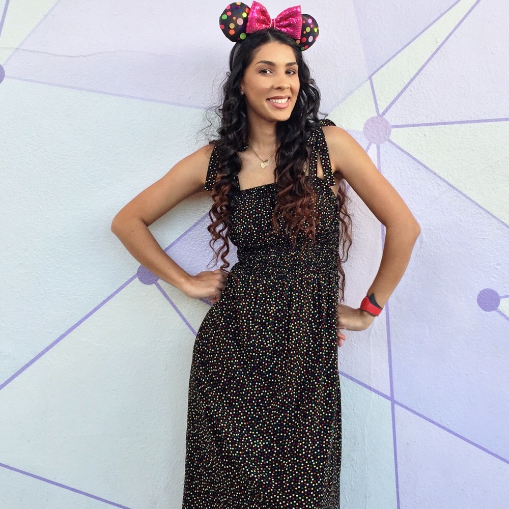 Multi-colored polka dot dress